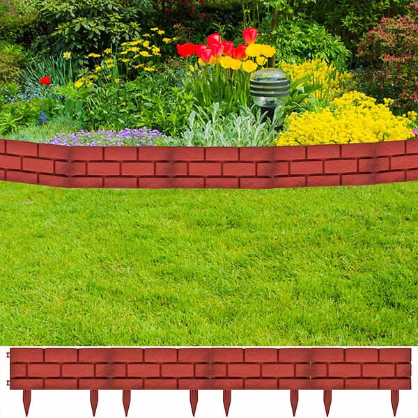 VIDAXL - vidaXL Clôture de jardin avec design de briques 11 pcs - large