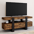ID MARKET - Meuble TV 116 cm PHOENIX avec tiroirs bois effet vieilli et noir - vignette