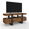 ID MARKET - Meuble TV 116 cm PHOENIX avec tiroirs bois effet vieilli et noir - vignette