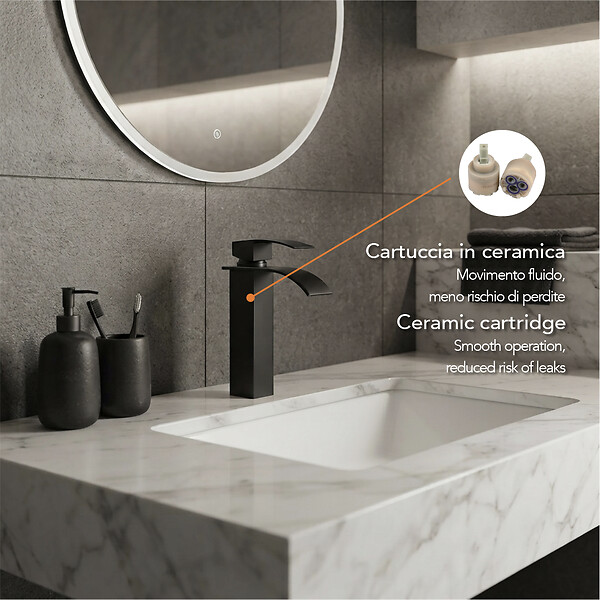 KIAMAMI VALENTINA - Robinet De Lavabo Haute Cascade Noir Mat | Nardis - large