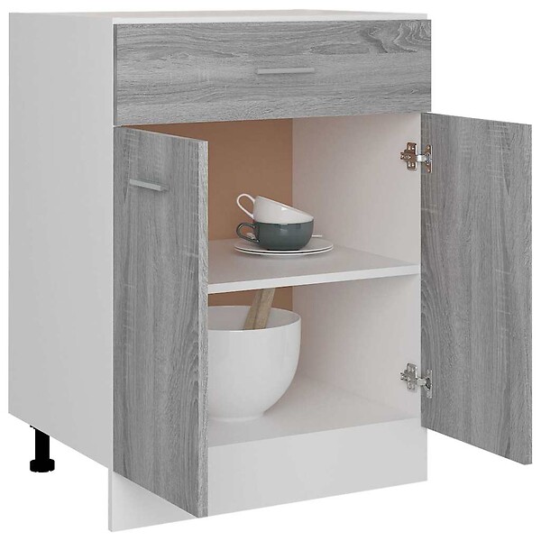 VIDAXL - vidaXL Armoire de plancher à tiroir "Lyon" Sonoma gris 60x46x81,5 cm - large