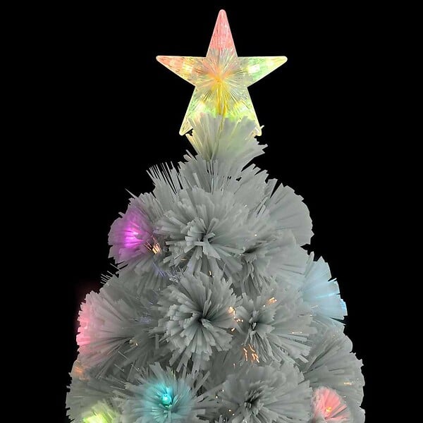 VIDAXL - vidaXL Arbre de Noël artificiel pré-éclairé blanc 210 cm fibre optique - large