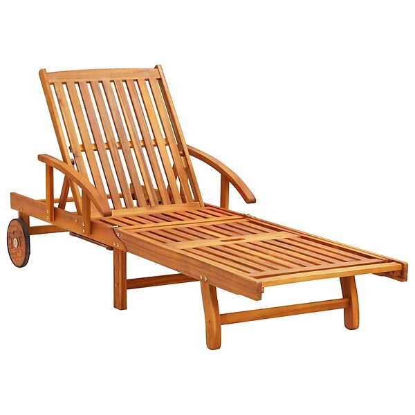 VIDAXL - vidaXL Chaises longues lot de 2 avec table et coussins Acacia solide - large