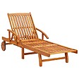 VIDAXL - vidaXL Chaises longues lot de 2 avec table et coussins Acacia solide - vignette
