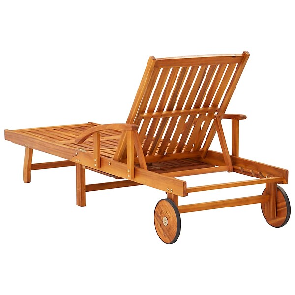 VIDAXL - vidaXL Chaises longues lot de 2 avec table et coussins Acacia solide - large