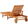 VIDAXL - vidaXL Chaises longues lot de 2 avec table et coussins Acacia solide - vignette