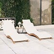VIDAXL - vidaXL Chaises longues lot de 2 avec coussins Bois massif de teck - vignette