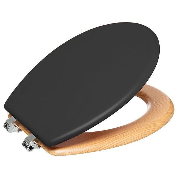 5 FIVE SIMPLY SMART - Abattant WC en Bois Noir charbon et Naturel - large