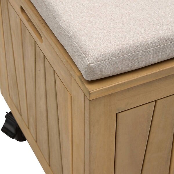 HESPERIDE - Coffre de rangement 210L avec assise Lodgia beige acacia - large