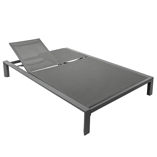 HESPERIDE - Lit de piscine double "Evasion" anthracite & graphite 2 places en aluminium traité époxy - large