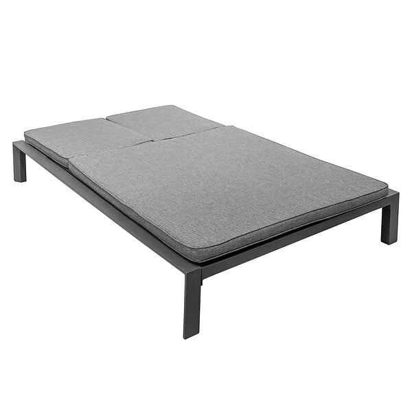 HESPERIDE - Lit de piscine double "Evasion" anthracite & graphite 2 places en aluminium traité époxy - large
