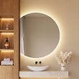 EMKE - EMKE Miroir de Salle de Bain LED Asymétrique 100x83 cm, Anti-buée, Interrupteur Tactile, Couleur et Luminosité Réglables, Mémoire - vignette