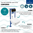 VILLEROY ET BOCH - Pack WC suspendu sans bride Architectura Twistflush [e³] rectangle + bâti-support sol et mur + plaque noir - vignette