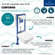 VILLEROY ET BOCH - Pack WC suspendu sans bride Architectura Twistflush [e³] rectangle+bâti-support ViConnect+plaque chrome brillant - vignette