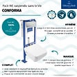 VILLEROY ET BOCH - Pack WC suspendu sans bride Architectura Twistflush [e³] rectangle + bâti-support ViConnect + plaque chrome mat - vignette
