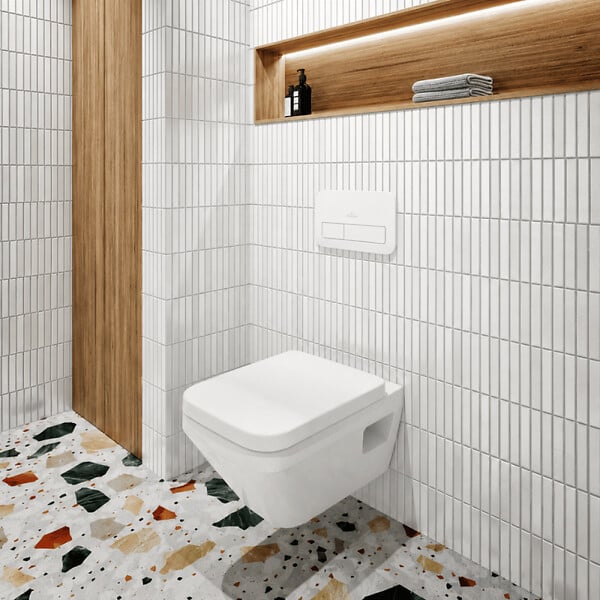 VILLEROY ET BOCH - Pack WC suspendu sans bride Architectura Twistflush [e³] rectangle + bâti-support ViConnect + plaque blanc - large