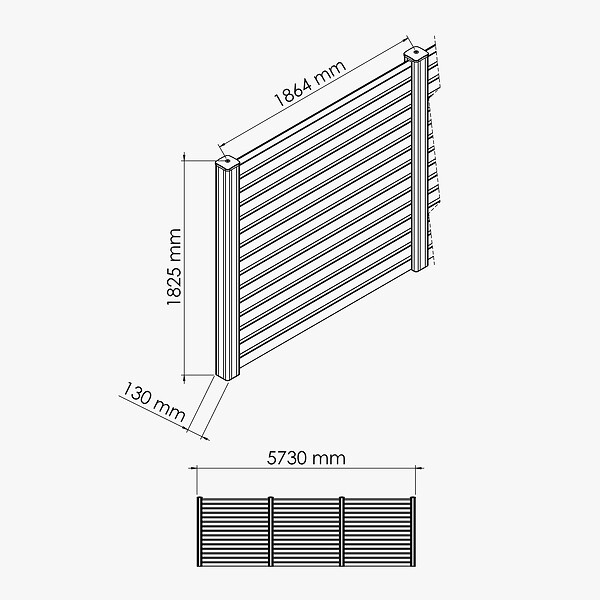 MON MARCHE DECO - Kit Clôture PRO PVC Blanc H. 180 cm - 15 Lisses claire-voie - 5,70 m - large