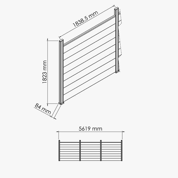 MON MARCHE DECO - Kit Clôture SLIM PVC Blanc H. 180 cm - 8 Soubassements - 5,60 m - large