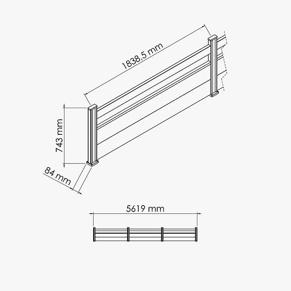 MON MARCHE DECO - Kit Clôture SLIM PVC Blanc H. 72 cm - 1 lisse + 2 soubassements - 5,60 m - large