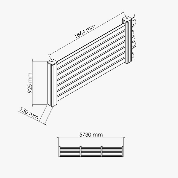 MON MARCHE DECO - Kit Clôture PRO PVC Blanc H. 90 cm - 7 Lisses claire-voie - 5,70 m - large