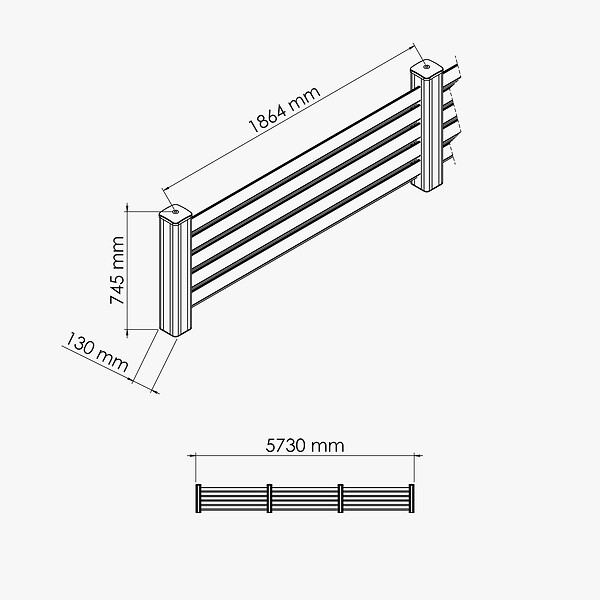 MON MARCHE DECO - Kit Clôture PRO PVC Blanc H. 72 cm - 5 Lisses claire-voie - 5,70 m - large