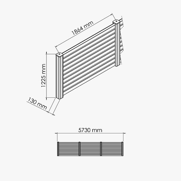 MON MARCHE DECO - Kit Clôture PRO PVC Blanc H. 120 cm - 10 Lisses claire-voie - 5,70 m - large