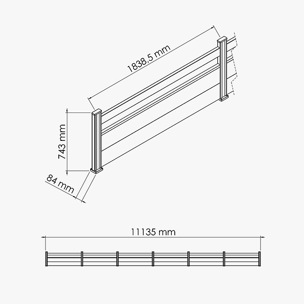 MON MARCHE DECO - Kit Clôture SLIM PVC Blanc H. 72 cm - 1 lisse + 2 soubassements - 11,10 m - large