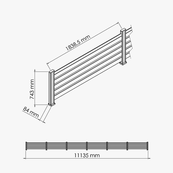 MON MARCHE DECO - Kit Clôture SLIM PVC Blanc H. 72 cm - 5 Lisses claire-voie - 11,10 m - large