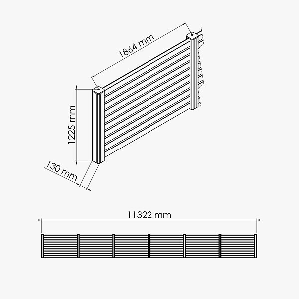 MON MARCHE DECO - Kit Clôture PRO PVC Blanc H. 120 cm - 10 Lisses claire-voie - 11,30 m - large