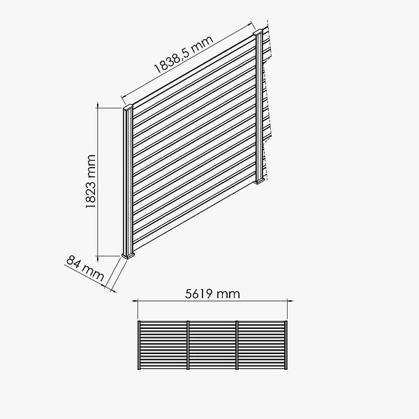 MON MARCHE DECO - Kit Clôture SLIM PVC Blanc H. 180 cm - 15 Lisses claire-voie - 5,60 m - large