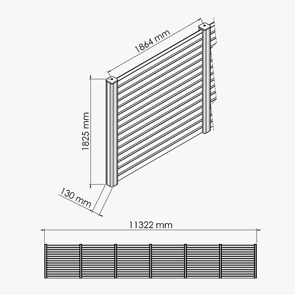 MON MARCHE DECO - Kit Clôture PRO PVC Blanc H. 180 cm - 15 Lisses claire-voie - 11,30 m - large