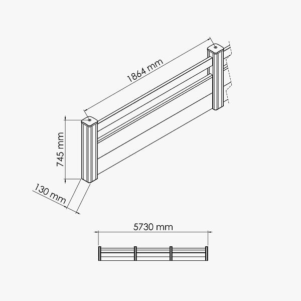 MON MARCHE DECO - Kit Clôture PRO PVC Blanc H. 72 cm - 1 Lisse + 2 Soubassements - 5,70 m - large