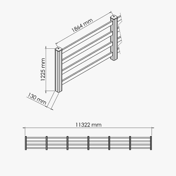 MON MARCHE DECO - Kit Clôture PRO PVC Blanc H. 120 cm - 4 Lisses - 11,30 m - large