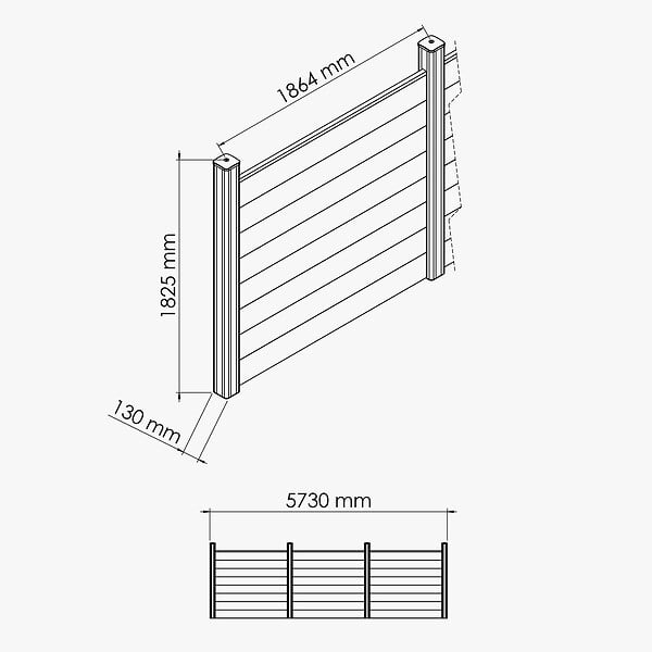 MON MARCHE DECO - Kit Clôture PRO PVC Blanc H. 180 cm - 8 Soubassements - 5,70 m - large