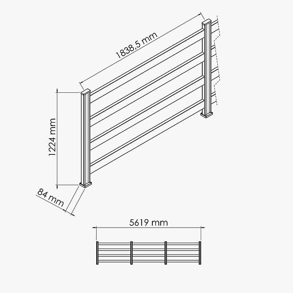 MON MARCHE DECO - Kit Clôture SLIM PVC Blanc H. 120 cm - 4 Lisses - 5,60 m - large