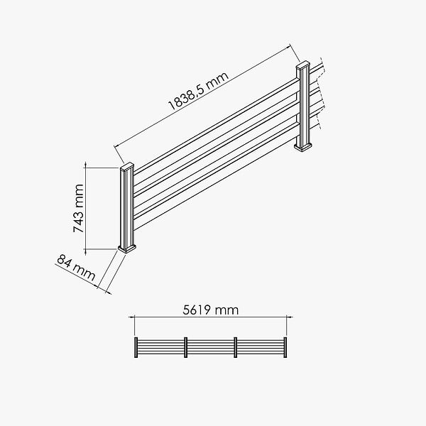 MON MARCHE DECO - Kit Clôture SLIM PVC Blanc H. 72 cm - 3 Lisses - 5,60 m - large