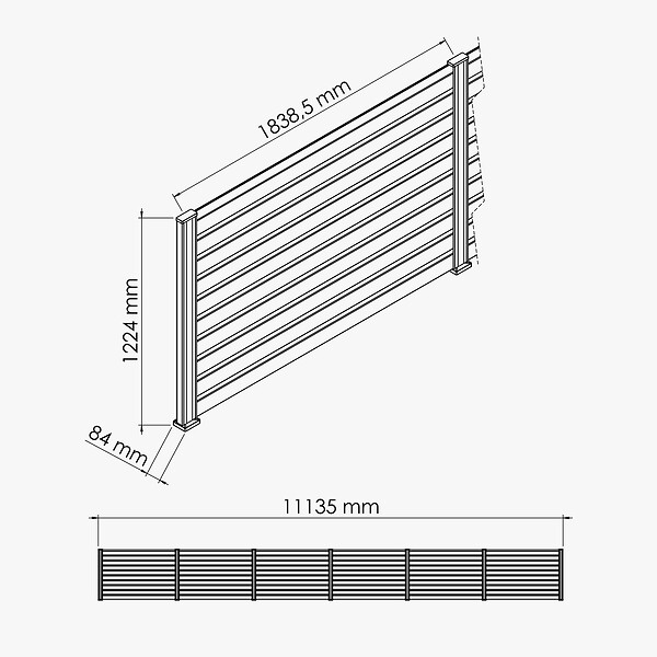 MON MARCHE DECO - Kit Clôture SLIM PVC Blanc H. 120 cm - 10 Lisses claire-voie - 11,10 m - large