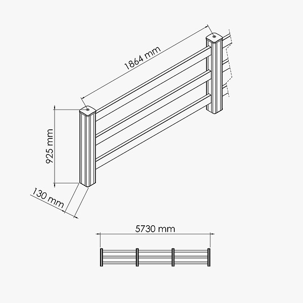 MON MARCHE DECO - Kit Clôture PRO PVC Blanc H. 90 cm - 3 Lisses - 5,70 m - large