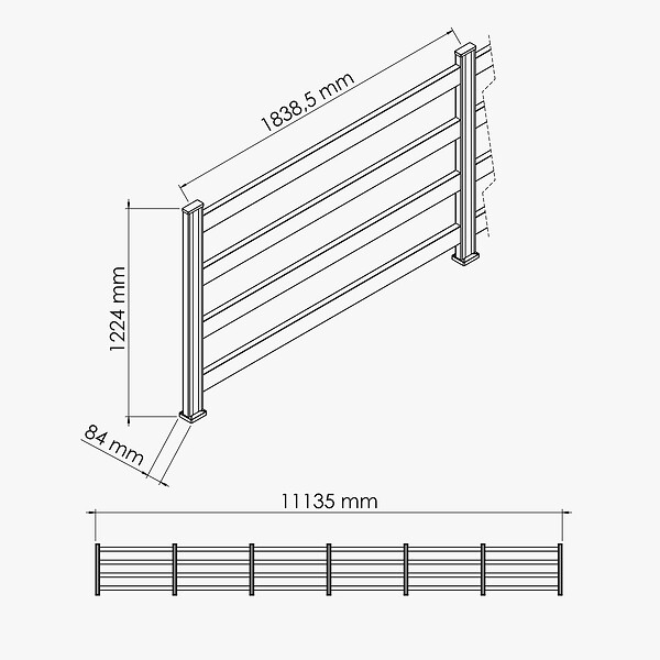 MON MARCHE DECO - Kit Clôture SLIM PVC Blanc H. 120 cm - 4 Lisses - 11,10 m - large