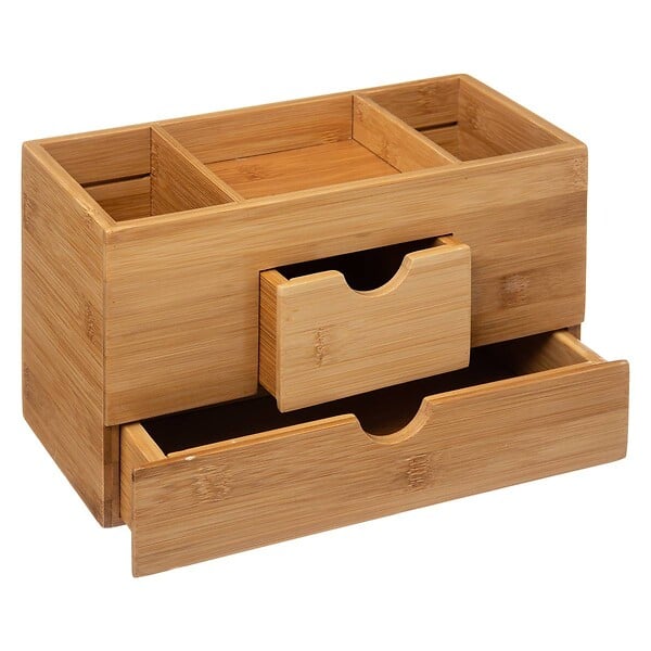 5 FIVE SIMPLY SMART - Organiseur de salle de bain Rangement maquillage 2 tiroirs en Bambou - large