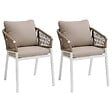 HESPERIDE - Lot de 2 fauteuils de jardin "Oriengo" taupe & blanc en aluminium et mailles tressées - vignette