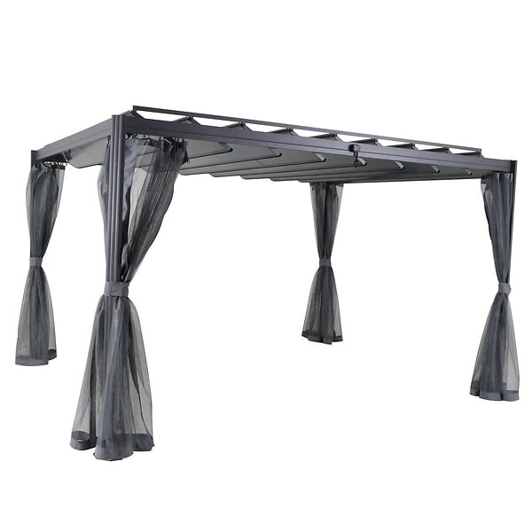 HESPERIDE - Pergola "Belize" graphite 3,8x3m en aluminium traité époxy - large