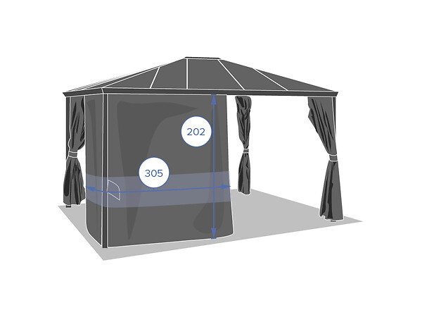 HESPERIDE - Rideaux pour pergola "Belize" 3,6x3m ardoise en polyester - large