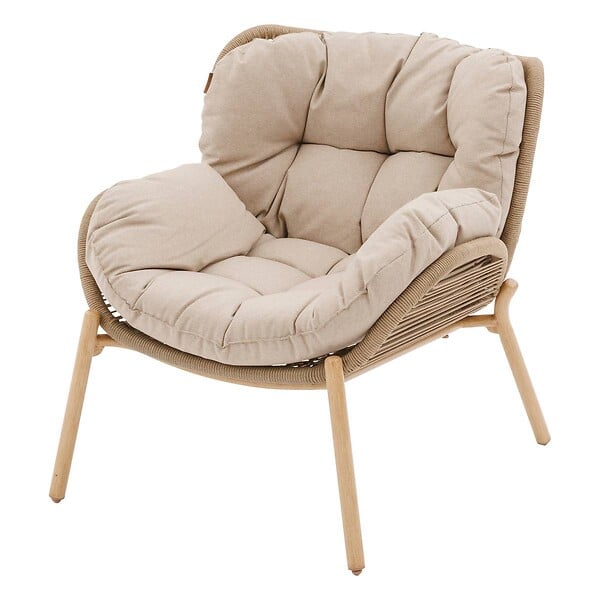 HESPERIDE - Salon de jardin "Meloane" taupe 5 places en polyester et acier - large