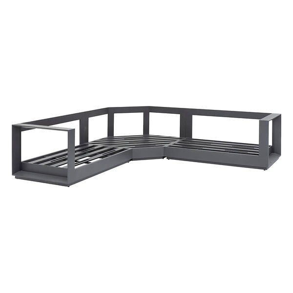 HESPERIDE - Salon d'angle de jardin "Allure" graphite 5 places en aluminium et polyester - large