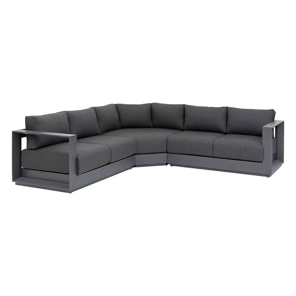HESPERIDE - Salon d'angle de jardin "Allure" graphite 5 places en aluminium et polyester - large