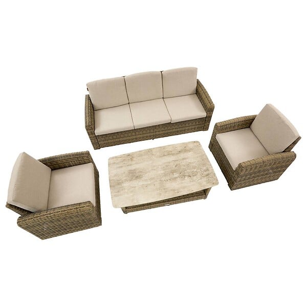 HESPERIDE - Salon de jardin Selenim 5 places beige - large