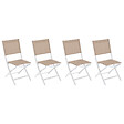 HESPERIDE - Lot de 4 chaises de jardin pliantes "Essentia" lin & blanc en aluminium traité époxy - vignette