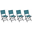 HESPERIDE - Lot de 4 chaises de jardin pliantes "Essentia" bleu canard & graphite en aluminium traité époxy - vignette