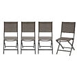 HESPERIDE - Lot de 4 chaises de jardin pliantes "Essentia" wengé & praliné aluminium et texaline - vignette